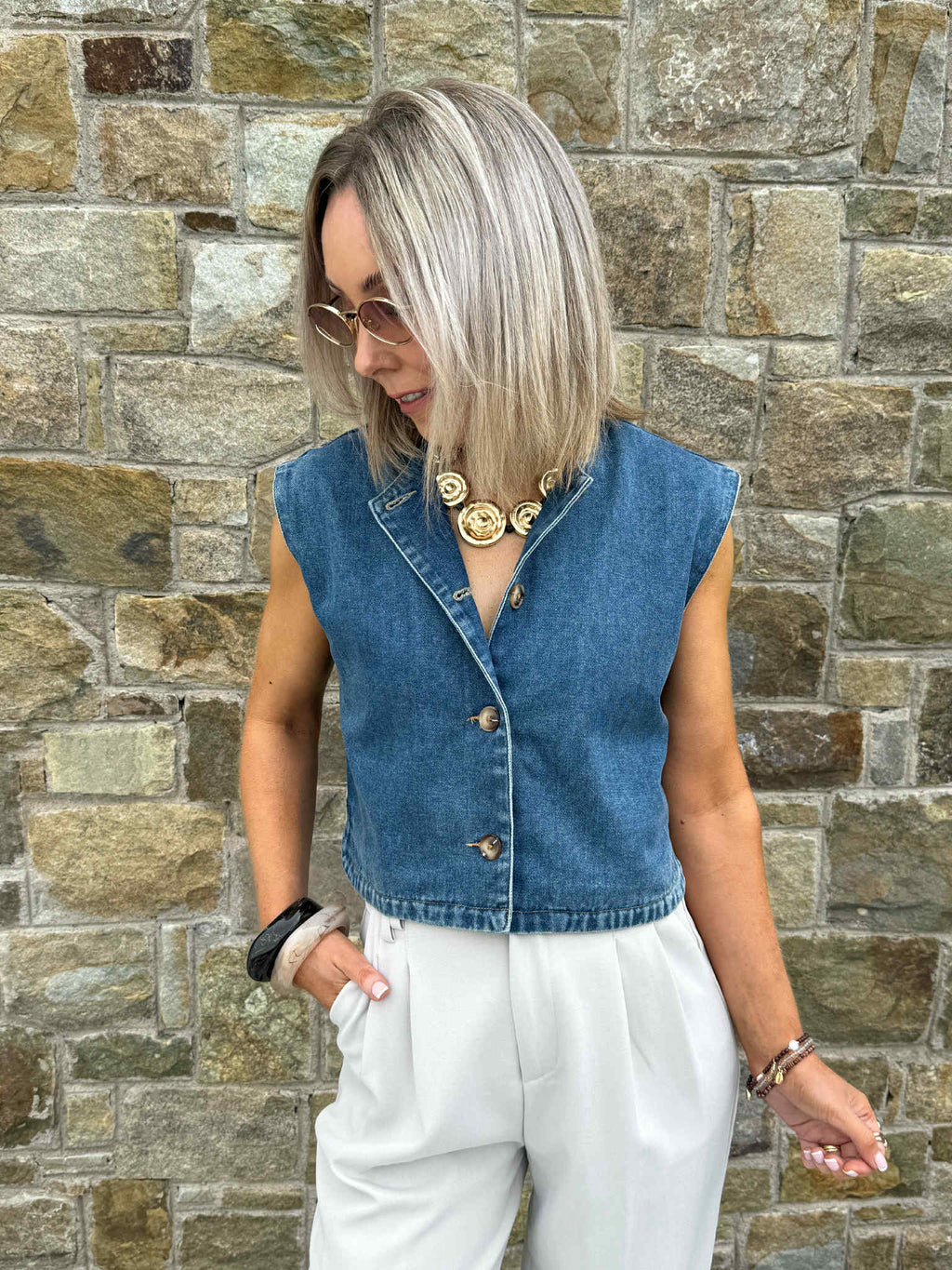 Yaz Denim Waistcoat - Denim