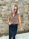 Yaz Denim Waistcoat - Brown