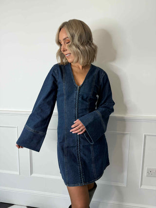 Flora Denim Dress - Dark Blue Denim