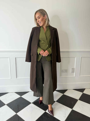 Falka Fitted Pinstripe Blazer - Sphagnum