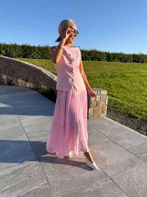 Connor High Neck Waistcoat Pink