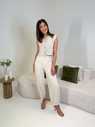 Freya Balloon Jeans - Cream