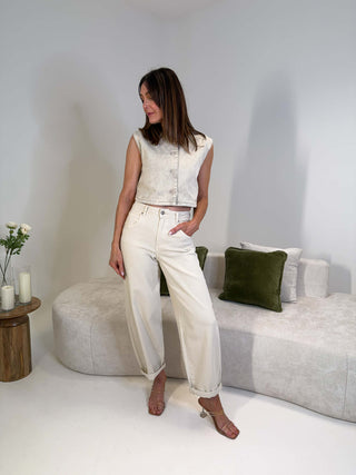 Yaz Denim Waistcoat - Taupe