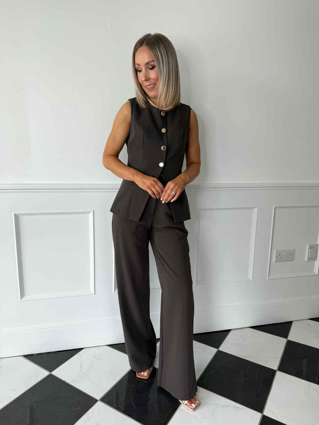 Nala High Waisted Trousers - Brown