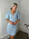 Feline Denim Dress - Light Blue