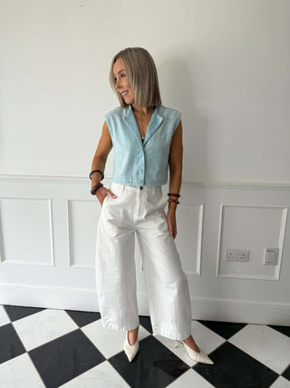 Yaz Denim Waistcoat - Light Blue