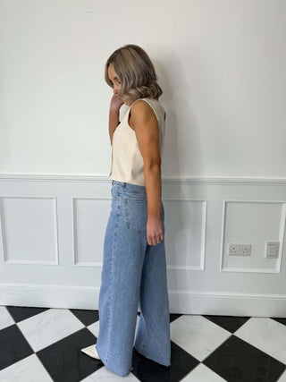 Mila Linen Top - Beige