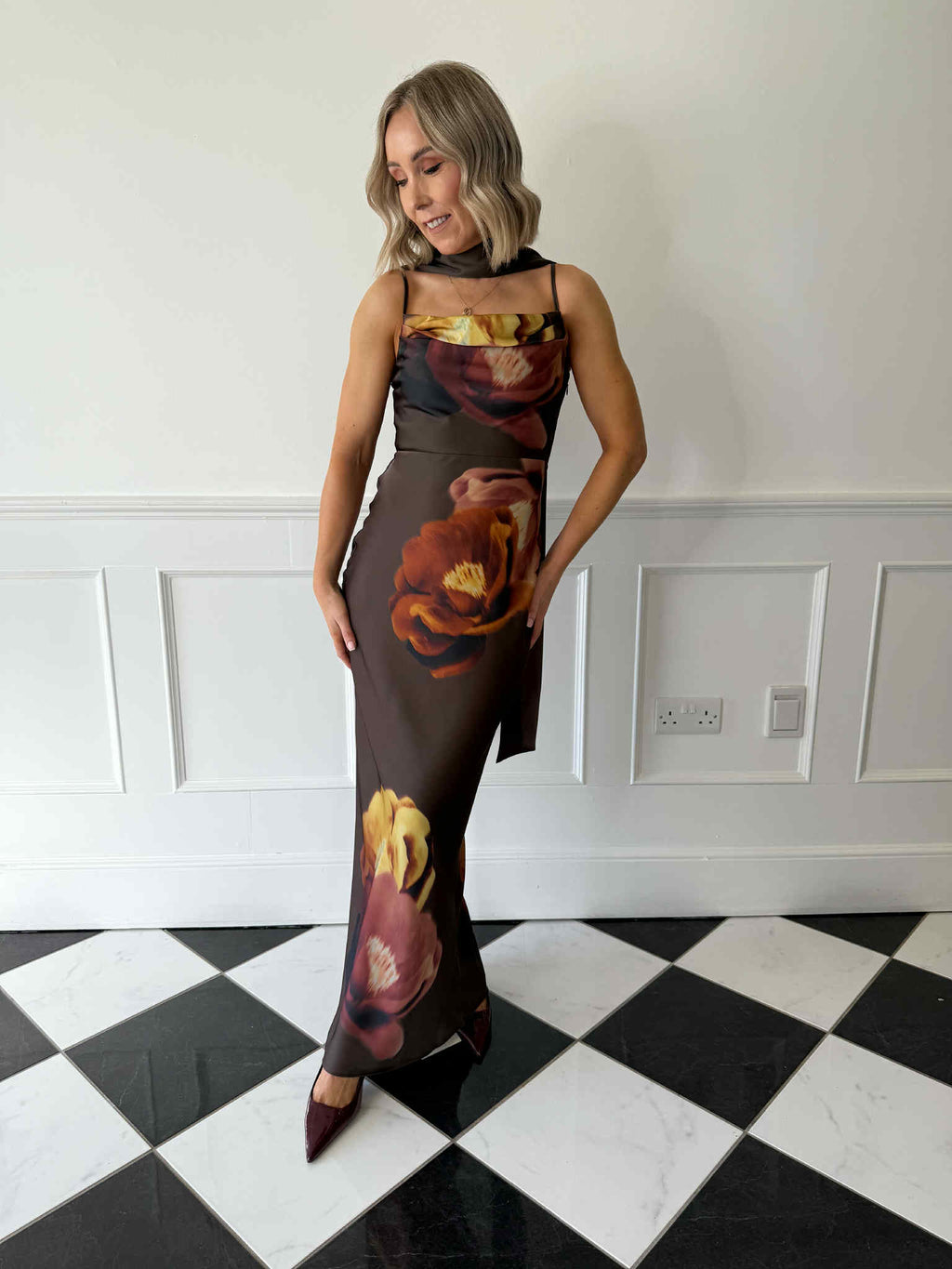 Keisha Scarf Maxi Dress - Autumn Floral