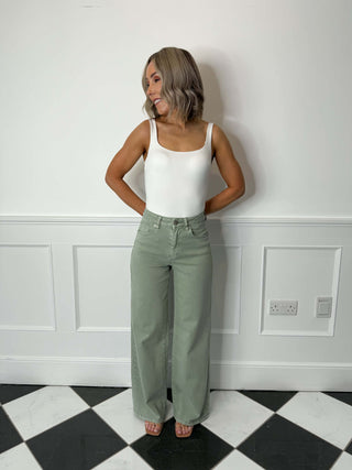 Veda Wide Leg Jeans - Green
