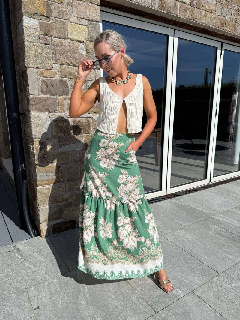 Blossom Green Floral Skirt