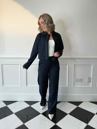 Ella Trousers - Navy Pinstripe