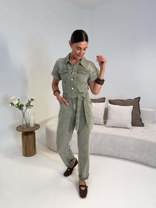 Tami Denim Jumpsuit - Khaki