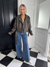 Freya Faux Leather Jacket - Khaki