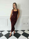 Jovie Sequin Square Neck Midi Dress - Burgundy