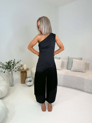 Morgan Barrel Leg Trousers - Black