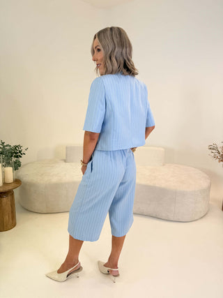 Halli Bermuda Jorts - Blue Pinstripe