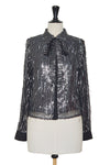 Isla Tassel Sequin Pussybow Blouse - Silver