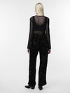 Kam Wide Leg Sequin Trousers - Black