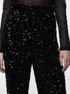 Kam Wide Leg Sequin Trousers - Black