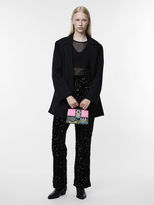 Kam Wide Leg Sequin Trousers - Black