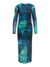 Aila Printed Mesh Maxi Dress - Blue/Green
