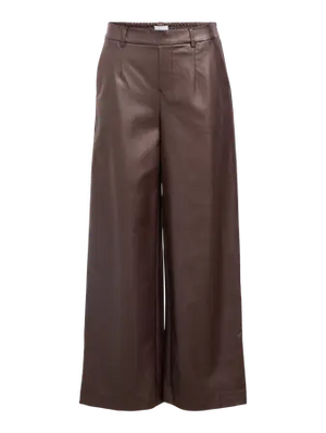 Melba Lisa Wide Coated Pants - Seal Brown