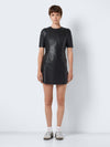 - Imitation mini dress  - Regular fit  - Soft imitation material   - Volume sleeves  - Zip closure in the back
