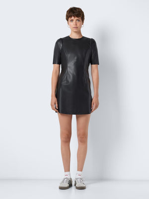 - Imitation mini dress  - Regular fit  - Soft imitation material   - Volume sleeves  - Zip closure in the back