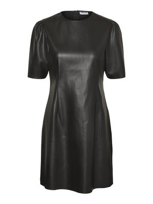 - Imitation mini dress  - Regular fit  - Soft imitation material   - Volume sleeves  - Zip closure in the back