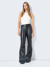 PU High waisted flared trousers with invisible side zipper.