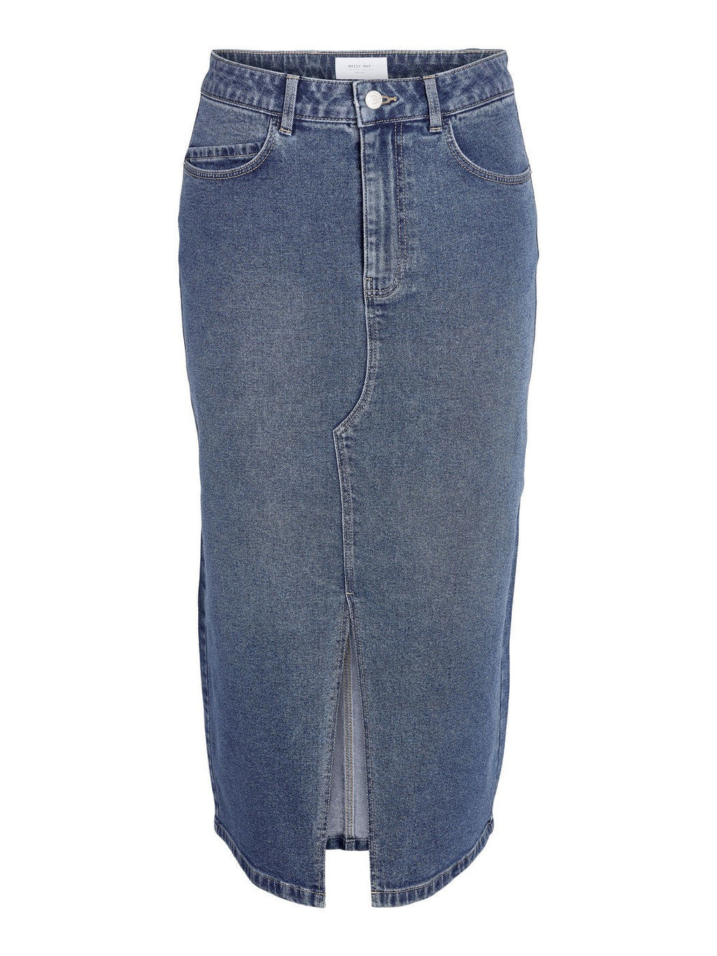 Noisy May Kath Denim Midi Skirt - Medium Blue
