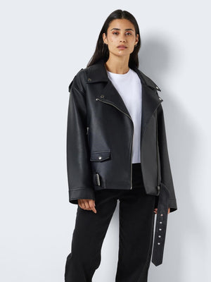 Paulina Oversize Faux Leather Biker Jacket