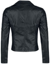 Noisy May Rebel PU faux leather jacket featuring side zip, two side pockets with zip, decorative button on the top part of the collar  and press stud on the bottom part of the collar.