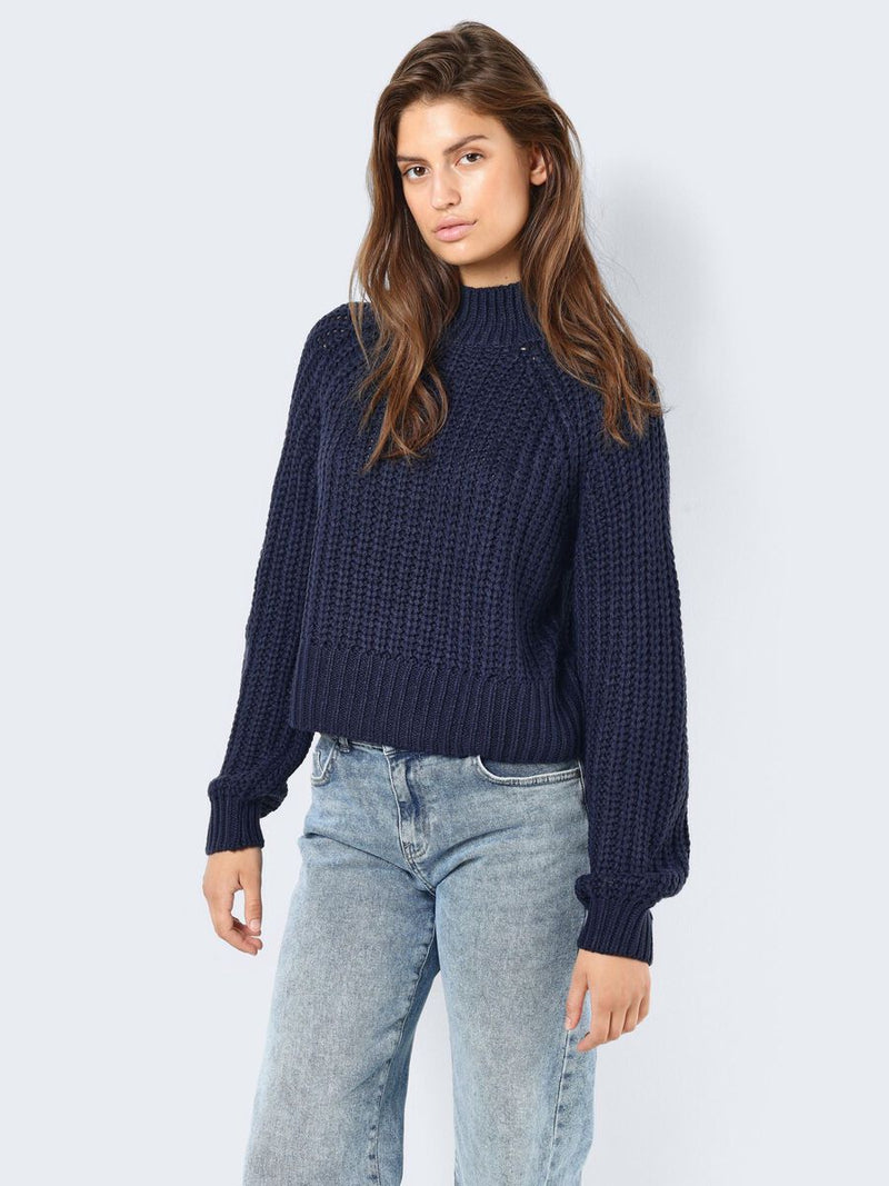 Noisy May Tessa High Neck Knitted Pullover featuring High neck, Long sleeved, Ribbed neckline, hem and cuffs.  Regular fit