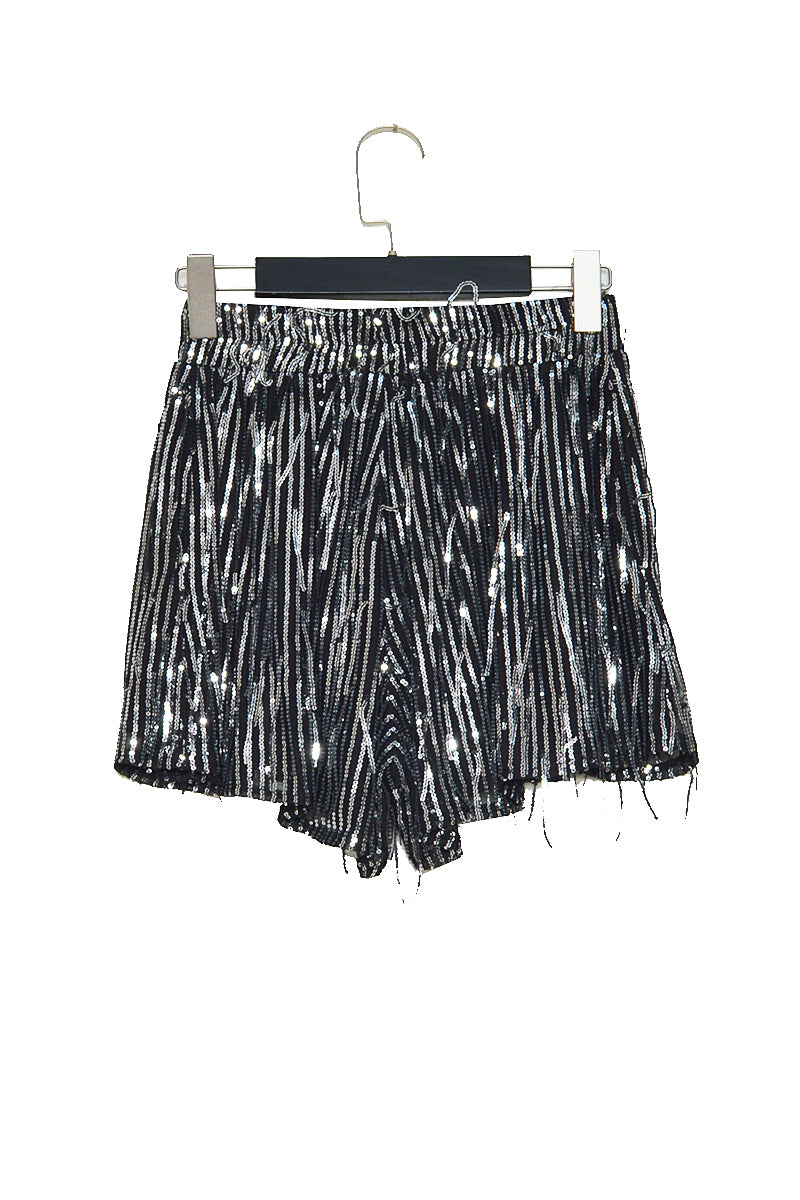 Isla Tassel Sequin Shorts - Silver