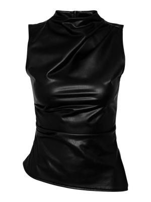 Dandy PU Sleeveless Top - Black