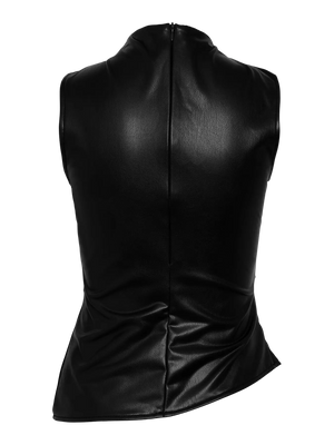 Dandy PU Sleeveless Top - Black