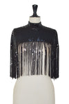 Zsa Zsa Sequin Fringed Cape - Black