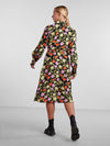 - Wrap front with notched lapels  - Gathered detail at shoulders  - Long sleeves  - Elongated buttoned cuffs  - Cutline at waist with side tie fastening  - Draped hemline  - All-over floral print  - Midi length  - Regular fit