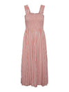 - Square neck and back  - Sleeveless  - Wide shoulder straps  - Smocked bodice  - Gathered cutline at waist  - Striped design  - Regular fit