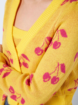 Cosmic Knitted Cardigan - Cherry Yellow