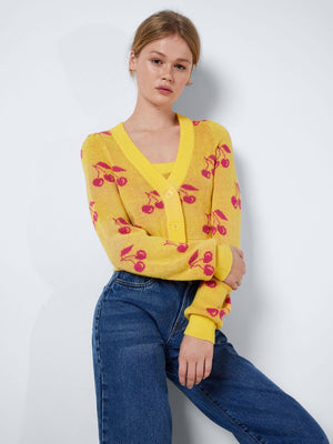 Cosmic Knitted Cardigan - Cherry Yellow