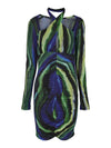 NM Lesley Long Sleeve Tie Dye Dress - Blue/Green