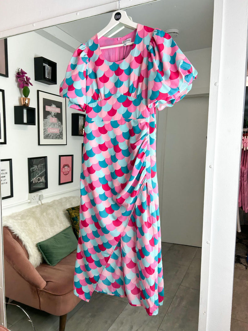 Emma Dress - Pink/Blue Spot