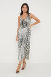 Briella Printed Wrap Midaxi Dress - Zebra