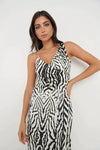 Briella Printed Wrap Midaxi Dress - Zebra