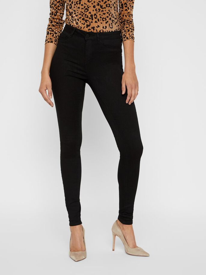 Noisy May Callie Black High Waist Skinny Fit Jeans.