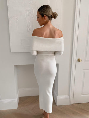 Soreya Bardot Knit Dress - Cream