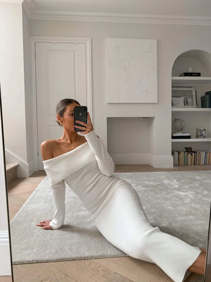 Soreya Bardot Knit Dress - Cream