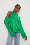 Lightweight Satin Bestseller Cut out draped shoulder detail Fluted sleeves Relaxed fit  Composition  100% Polyester